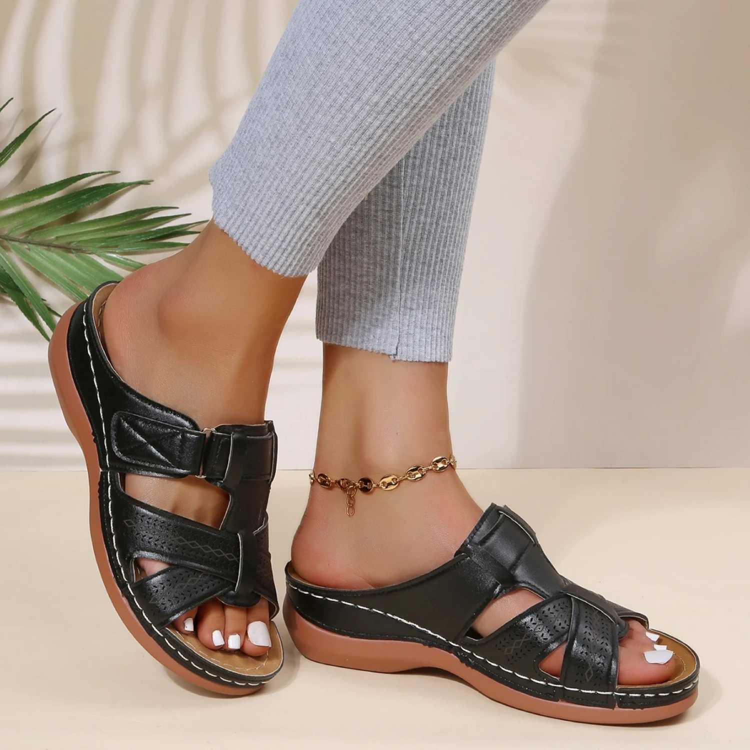 Summer Breeze - Orthopedische leren dames sandalen met open teen Qinzaro