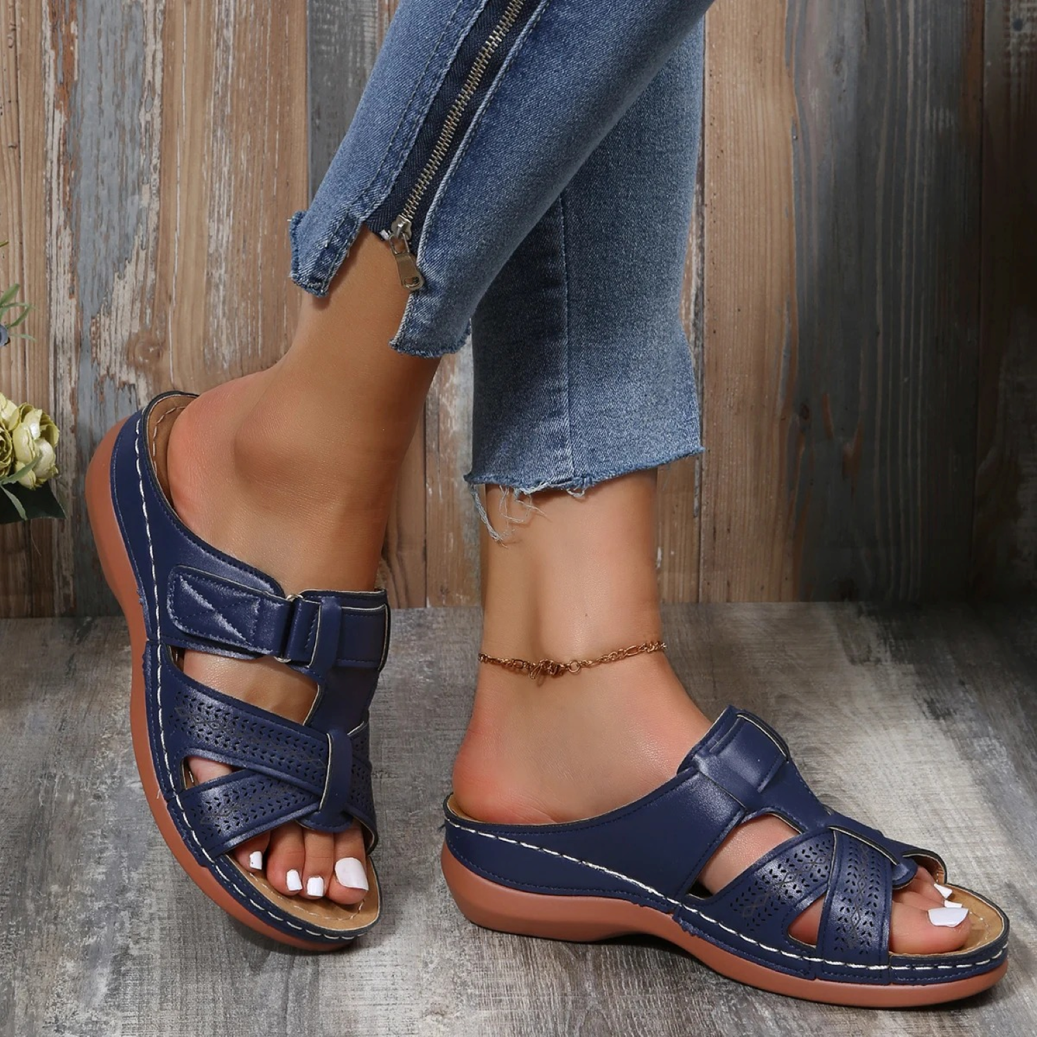 Summer Breeze - Orthopedische leren dames sandalen met open teen Qinzaro
