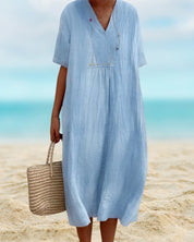 V-Neck Beach Dress Half-Sleeve elegant Lucy-melbourne