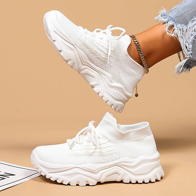 Women's White Breathing Chunky Sneakers Lucy Melbourne