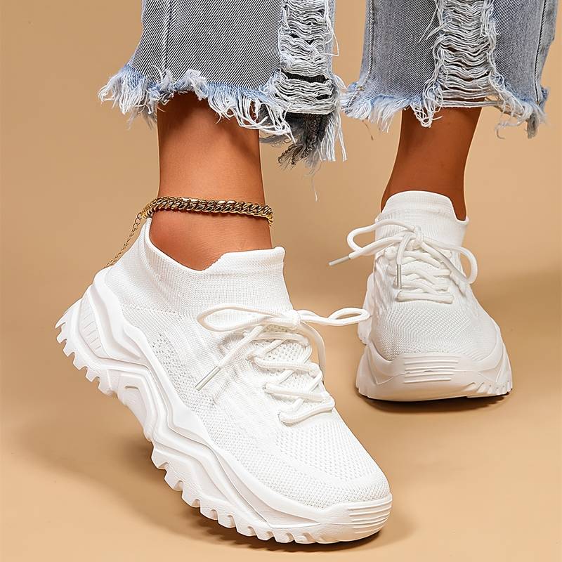 Women's White Breathing Chunky Sneakers Lucy Melbourne