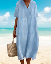 V-Neck Beach Dress Half-Sleeve elegant Lucy-melbourne