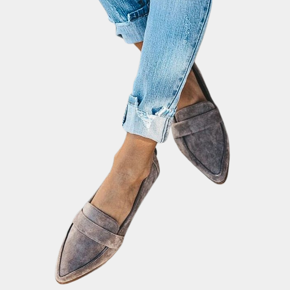 Trendy comfortabele instappers loafers suèdelook voor dames - Hollie Jeecey