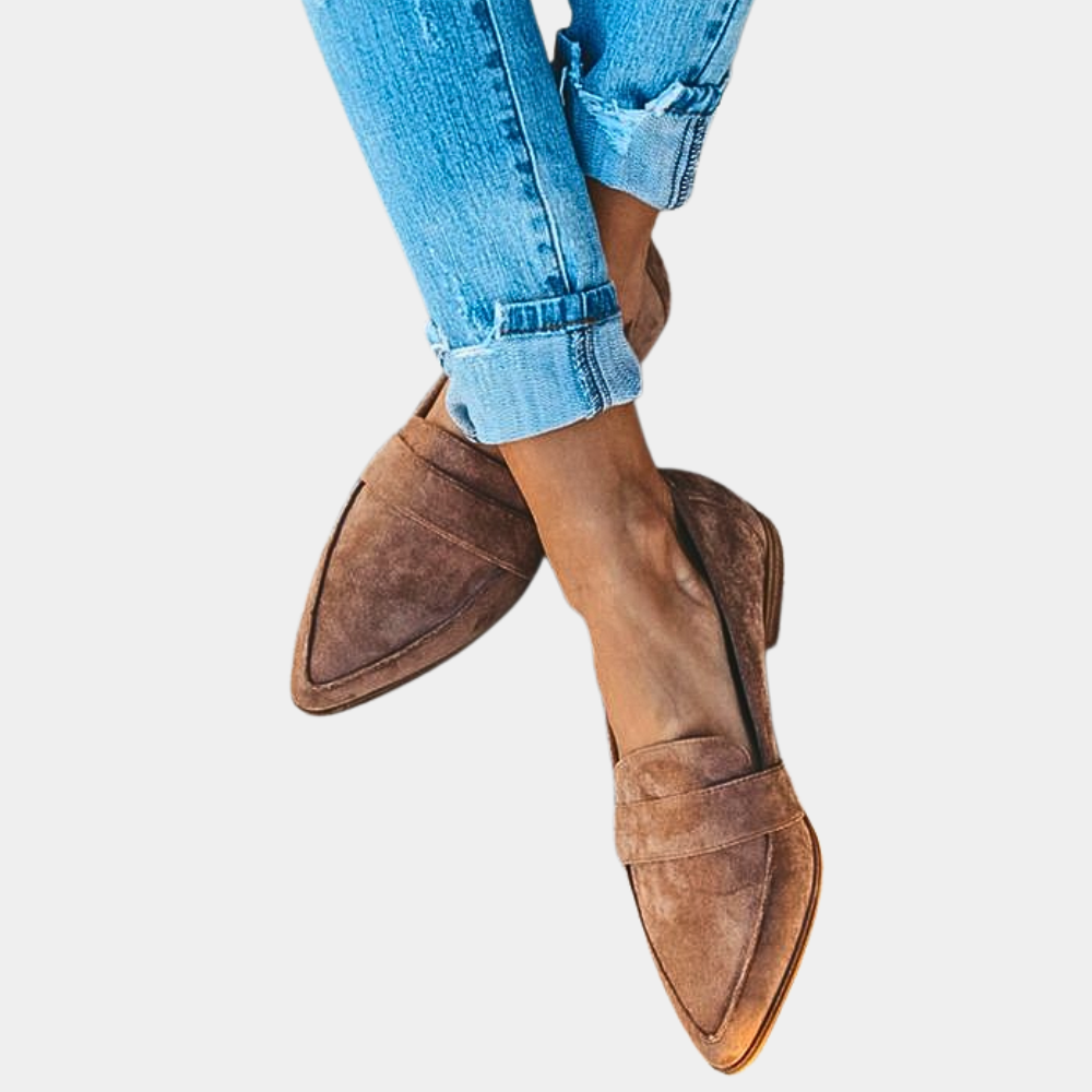 Trendy comfortabele instappers loafers suèdelook voor dames - Hollie Jeecey