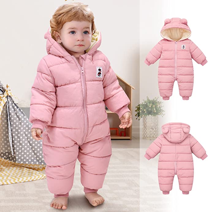 Warme en knusse baby winterromper met oortjes Jeecey