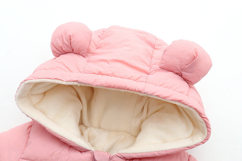 Warme en knusse baby winterromper met oortjes Jeecey