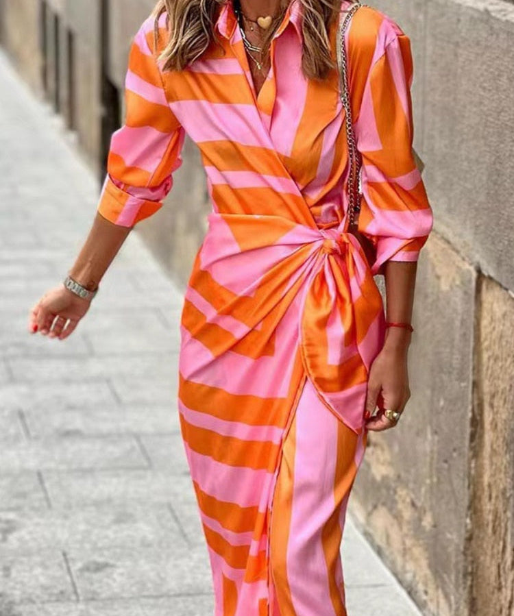 TANYA | Chic Summer Dress Orange Pink Qinzaro