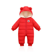 Warme en knusse baby winterromper met oortjes Jeecey