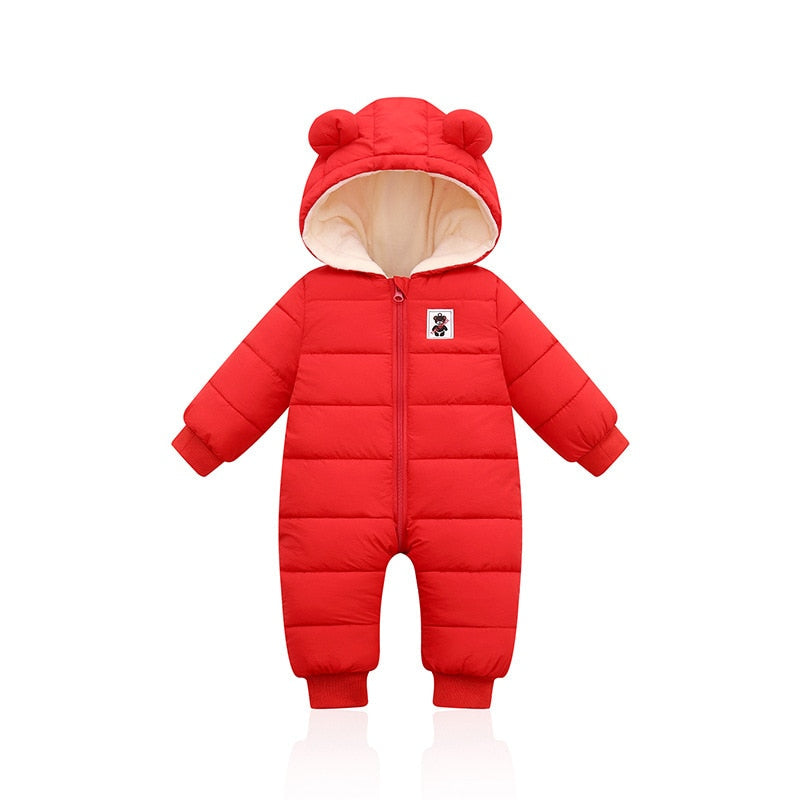 Warme en knusse baby winterromper met oortjes Jeecey