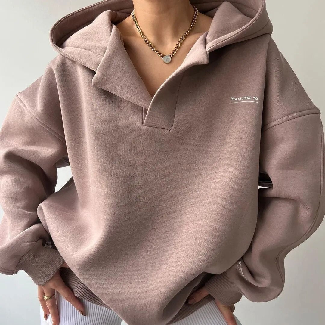 Oversize natural colour hoodie crewneck sweater women Lucy-melbourne