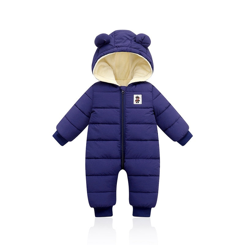Warme en knusse baby winterromper met oortjes Jeecey