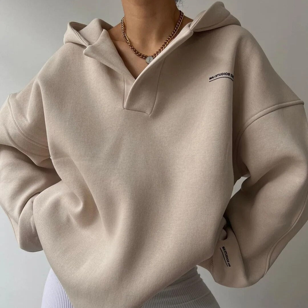 Oversize natural colour hoodie crewneck sweater women Lucy-melbourne