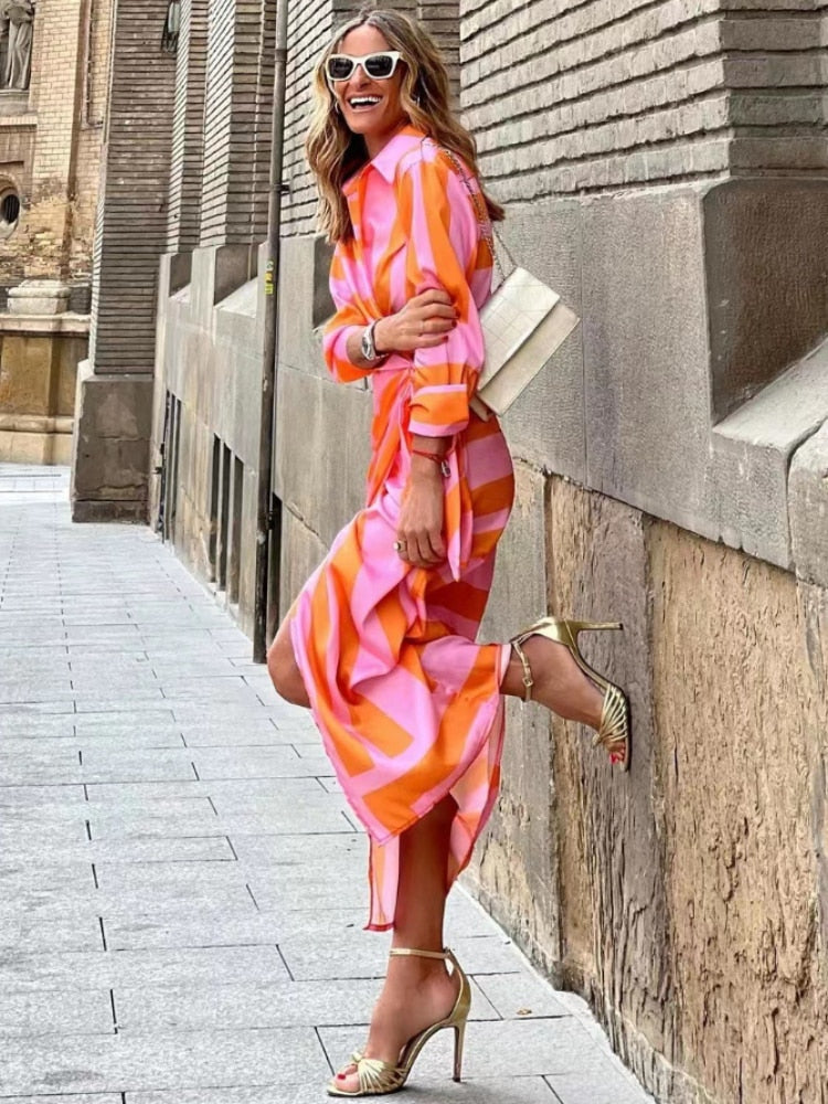 TANYA | Chic Summer Dress Orange Pink Qinzaro