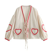 Vintage Heart Pocket Blouse women Lucy-melbourne