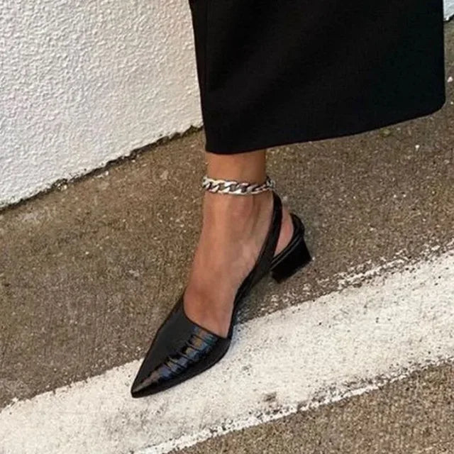 Orthopedische pumps blokhak met croco patroon - Zarrah Jeecey