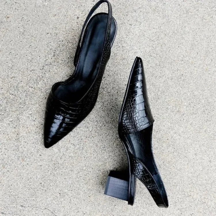 Orthopedische pumps blokhak met croco patroon - Zarrah Jeecey