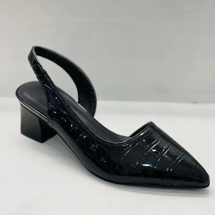 Orthopedische pumps blokhak met croco patroon - Zarrah Jeecey